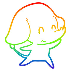 rainbow gradient line drawing cute cartoon elephant