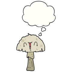 cartoon mushroom and thought bubble