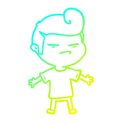 cold gradient line drawing cartoon cool guy with fashion hair cut