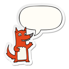 cartoon wolf and speech bubble sticker