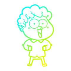 cold gradient line drawing cartoon happy man