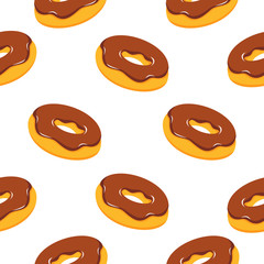 Seamless pattern with donuts on white background. Donut seamless pattern