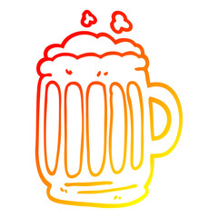 warm gradient line drawing cartoon tankard of beer