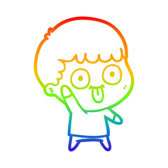 rainbow gradient line drawing cartoon dumb kid