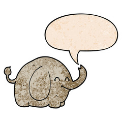 cartoon elephant and speech bubble in retro texture style