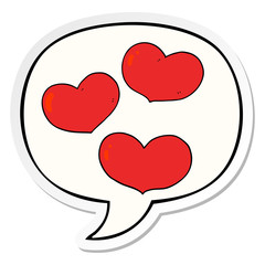 cartoon love hearts and speech bubble sticker