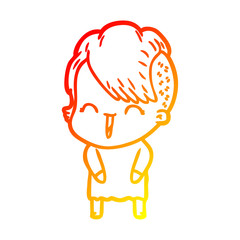 warm gradient line drawing cartoon happy hipster girl