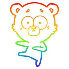 Obraz premium rainbow gradient line drawing nervous dancing bear cartoon
