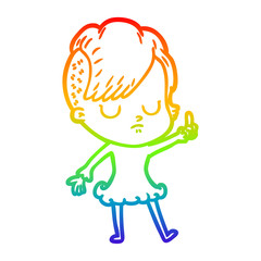 rainbow gradient line drawing cartoon woman