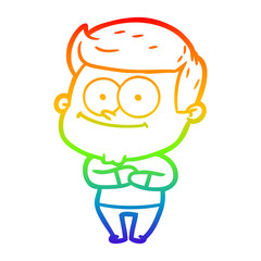 rainbow gradient line drawing cartoon happy man