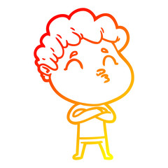 warm gradient line drawing cartoon man pouting