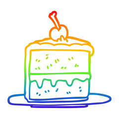 rainbow gradient line drawing cartoon cake slice