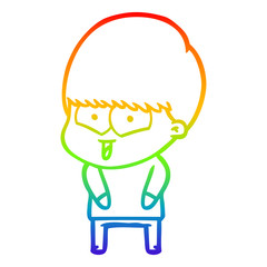 rainbow gradient line drawing cartoon happy boy