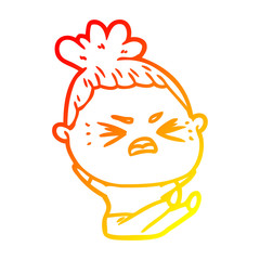 warm gradient line drawing cartoon angry woman