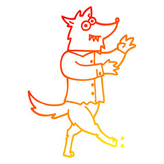 warm gradient line drawing cartoon werewolf