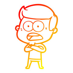 Obraz premium warm gradient line drawing cartoon shocked man