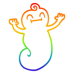 rainbow gradient line drawing cartoon happy ghost