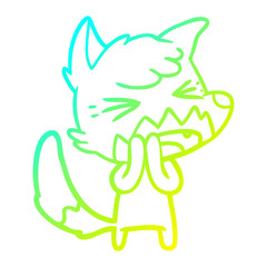 cold gradient line drawing angry cartoon fox