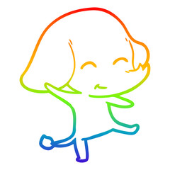 Obraz premium rainbow gradient line drawing cute cartoon elephant dancing