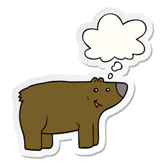 cartoon bear and thought bubble as a printed sticker