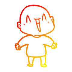 warm gradient line drawing happy cartoon bald man