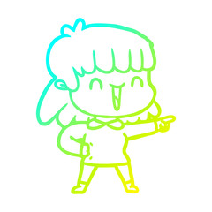 cold gradient line drawing cartoon woman