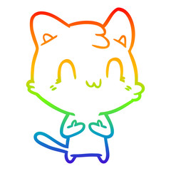 rainbow gradient line drawing cartoon happy cat