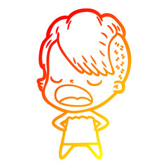 warm gradient line drawing cartoon cool hipster girl talking