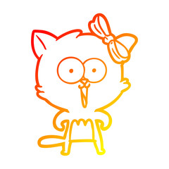 warm gradient line drawing cartoon cat