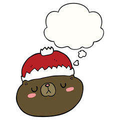 cartoon christmas bear and thought bubble