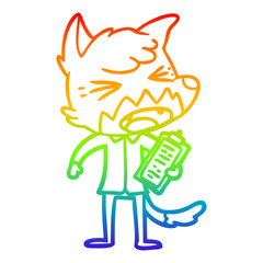 rainbow gradient line drawing angry cartoon fox