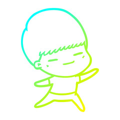 cold gradient line drawing cartoon smug boy