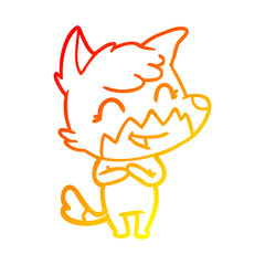 warm gradient line drawing happy cartoon fox
