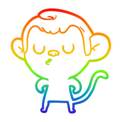 rainbow gradient line drawing cartoon monkey