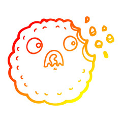 warm gradient line drawing frightened cookie cartoon