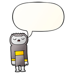 cartoon robot and speech bubble in smooth gradient style