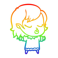 rainbow gradient line drawing cute cartoon vampire girl