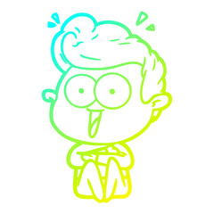 cold gradient line drawing cartoon man