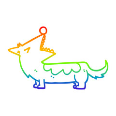 rainbow gradient line drawing cartoon dog