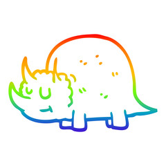 rainbow gradient line drawing cartoon prehistoric dinosaur