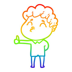 rainbow gradient line drawing cartoon man pouting