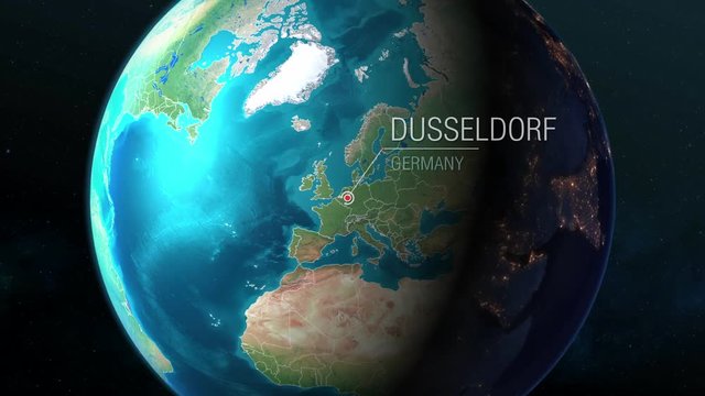 Germany - Dusseldorf - Zooming from space to earth