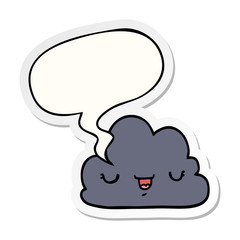 cute cartoon cloud and speech bubble sticker