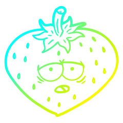 cold gradient line drawing cartoon strawberry
