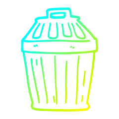 cold gradient line drawing cartoon waste bin