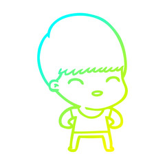 cold gradient line drawing happy cartoon boy