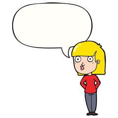 cartoon woman staring and speech bubble