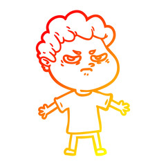 warm gradient line drawing cartoon angry man