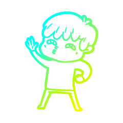 cold gradient line drawing cartoon curious man