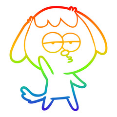 rainbow gradient line drawing cartoon bored dog